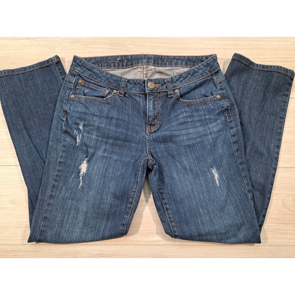 Jennifer Lopez Boyfriend Jeans Medium‎ Wash Distressed Denim Size 4